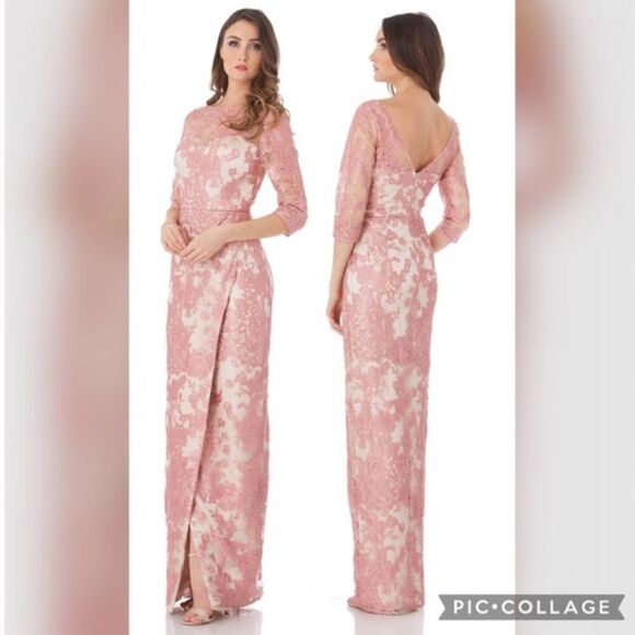 NWT Js Collections embroidered lace 3/4 sleeves long gown maxi size 16 dress - Picture 1 of 7